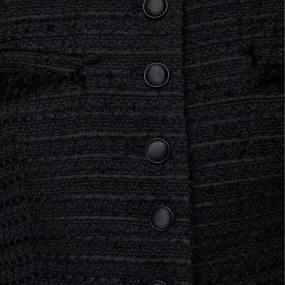 ZARA Tweed Military Button Down Jacket Black size S - Picture 2 of 9
